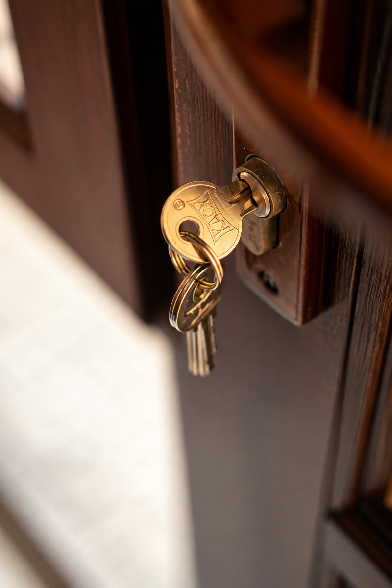 Keys in a front door lock